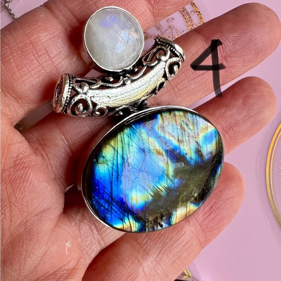 925 OMG OMG! Choose from 10! FLASH LABRADORITE + Moonstone Pendant Necklace - Picture 4 of 13